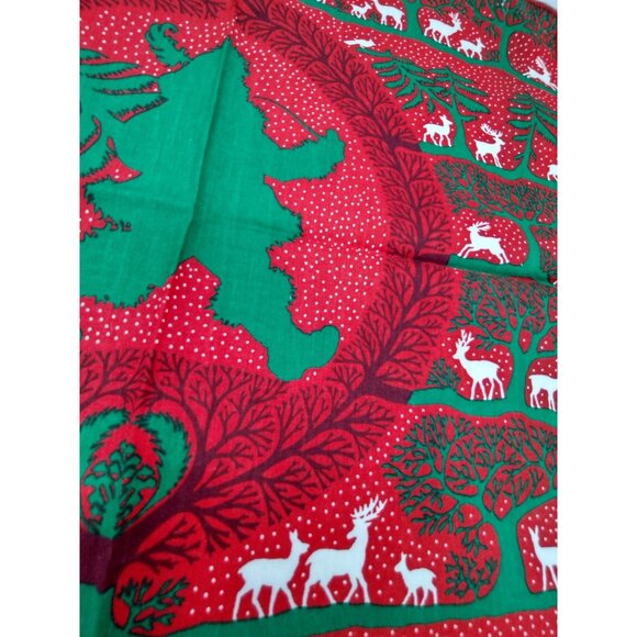 Christmas Napkins Woodland Santa Cheryl Ann Johnson 1980s Set of 6 Rustic - Picture 8 of 14